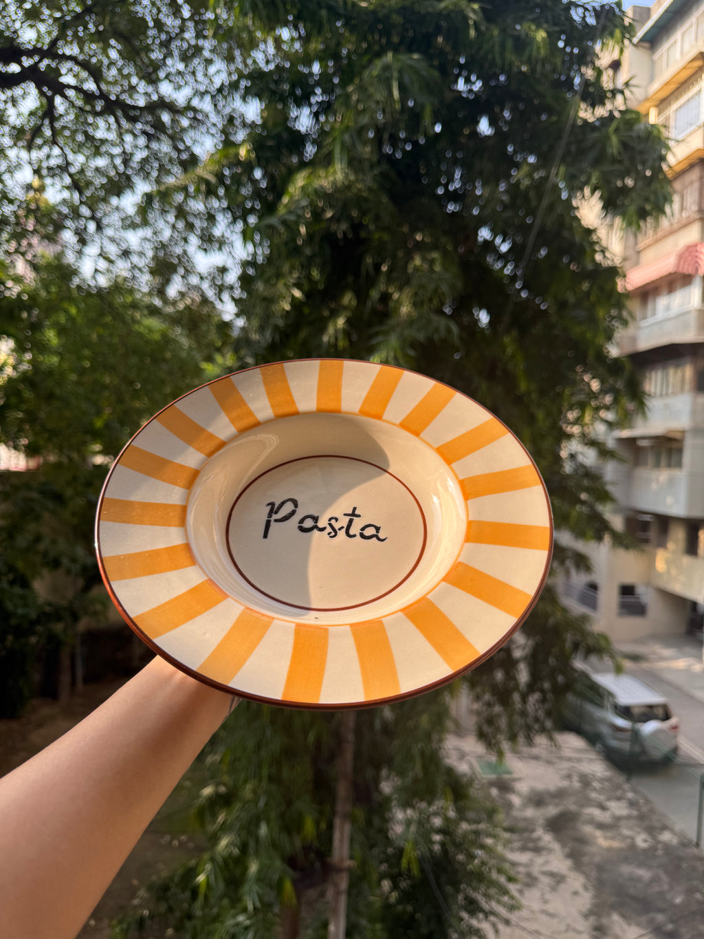 Mittiraa Home Sunset Stripe Pasta Plate | 10 inch | Beautiful Plate