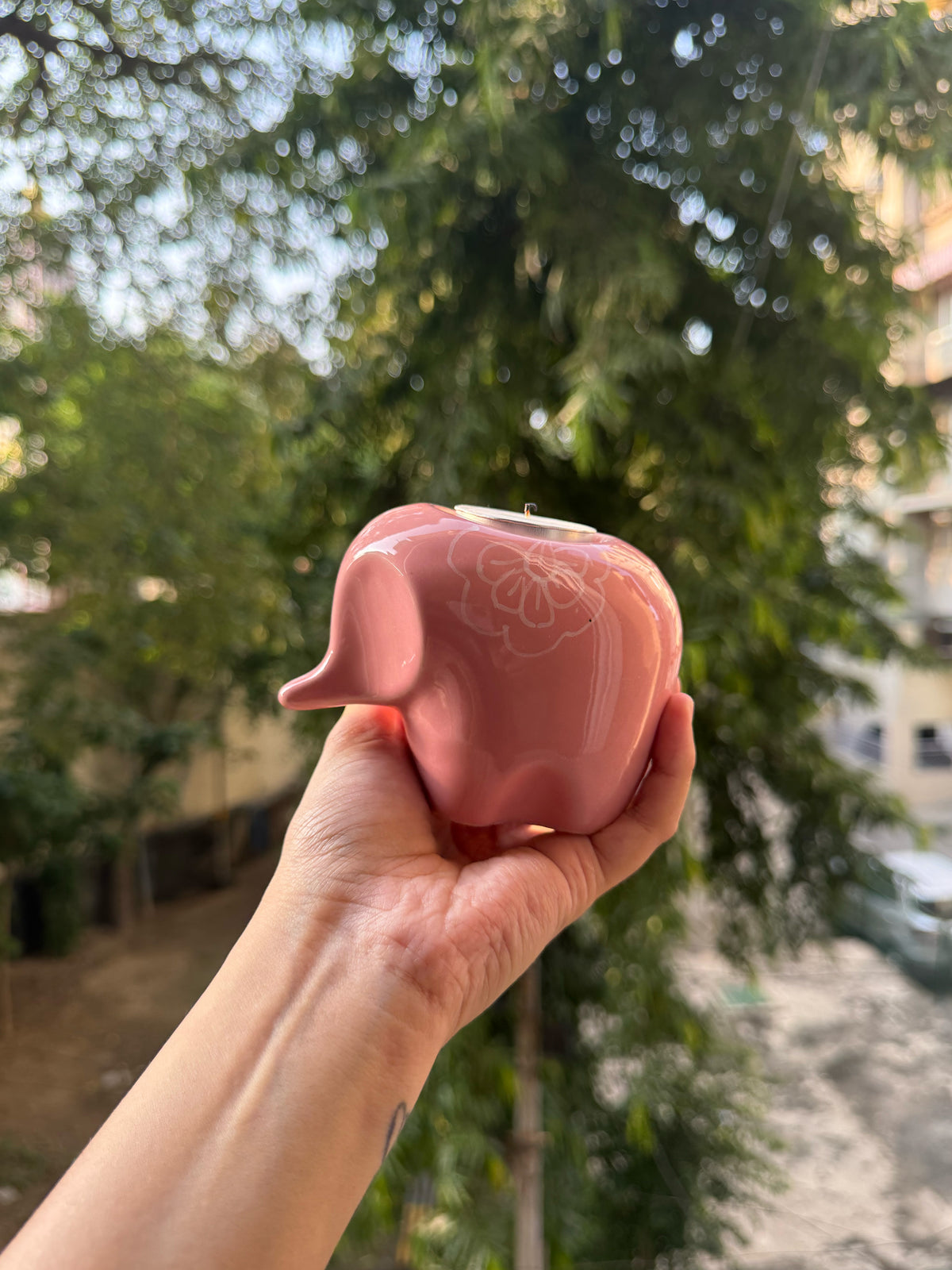 Mittiraa Home Pink Elephant Tealight Holder