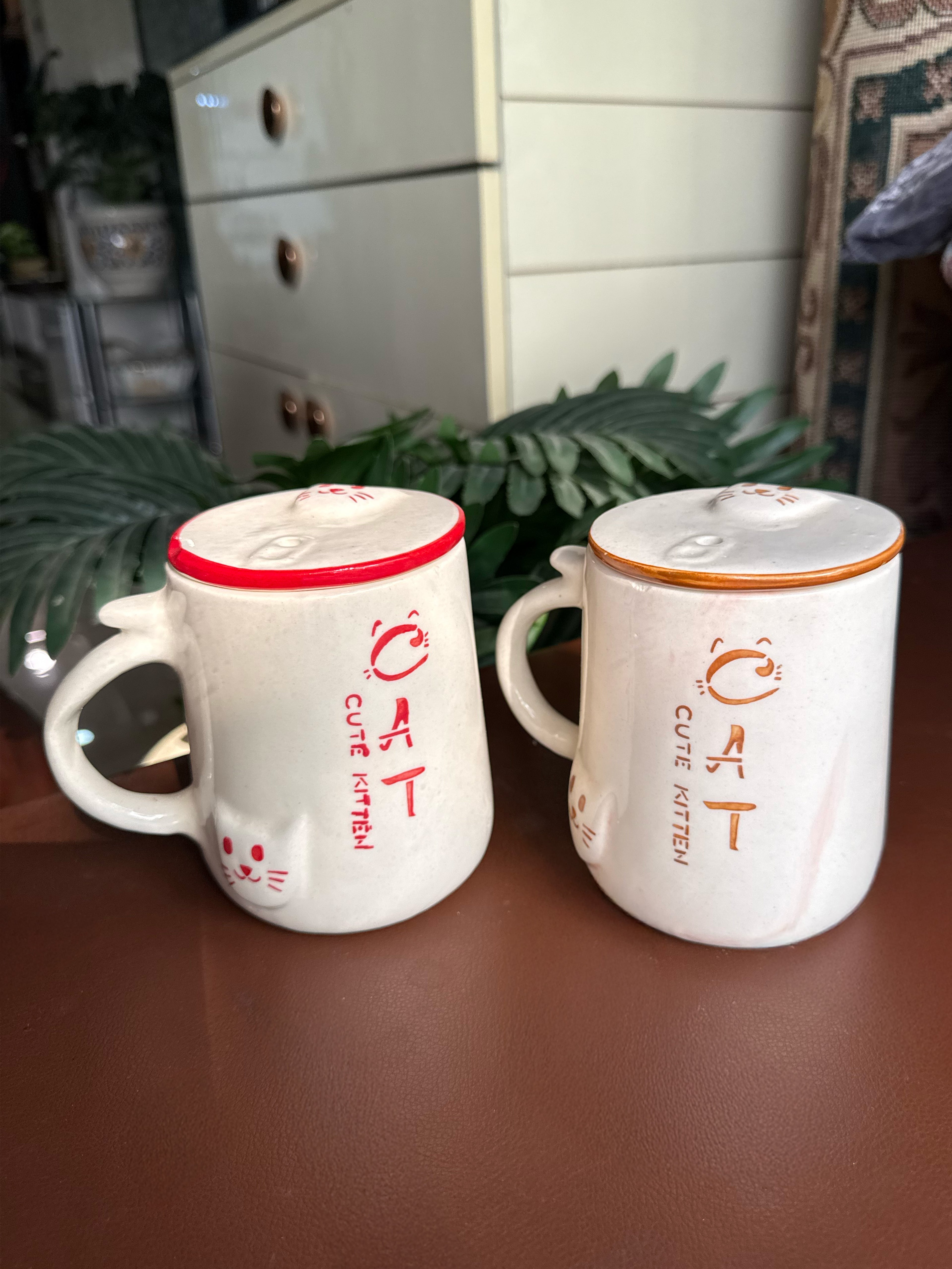 🐾 Cat Mug Duo | Combo of 2 Mugs with Lids