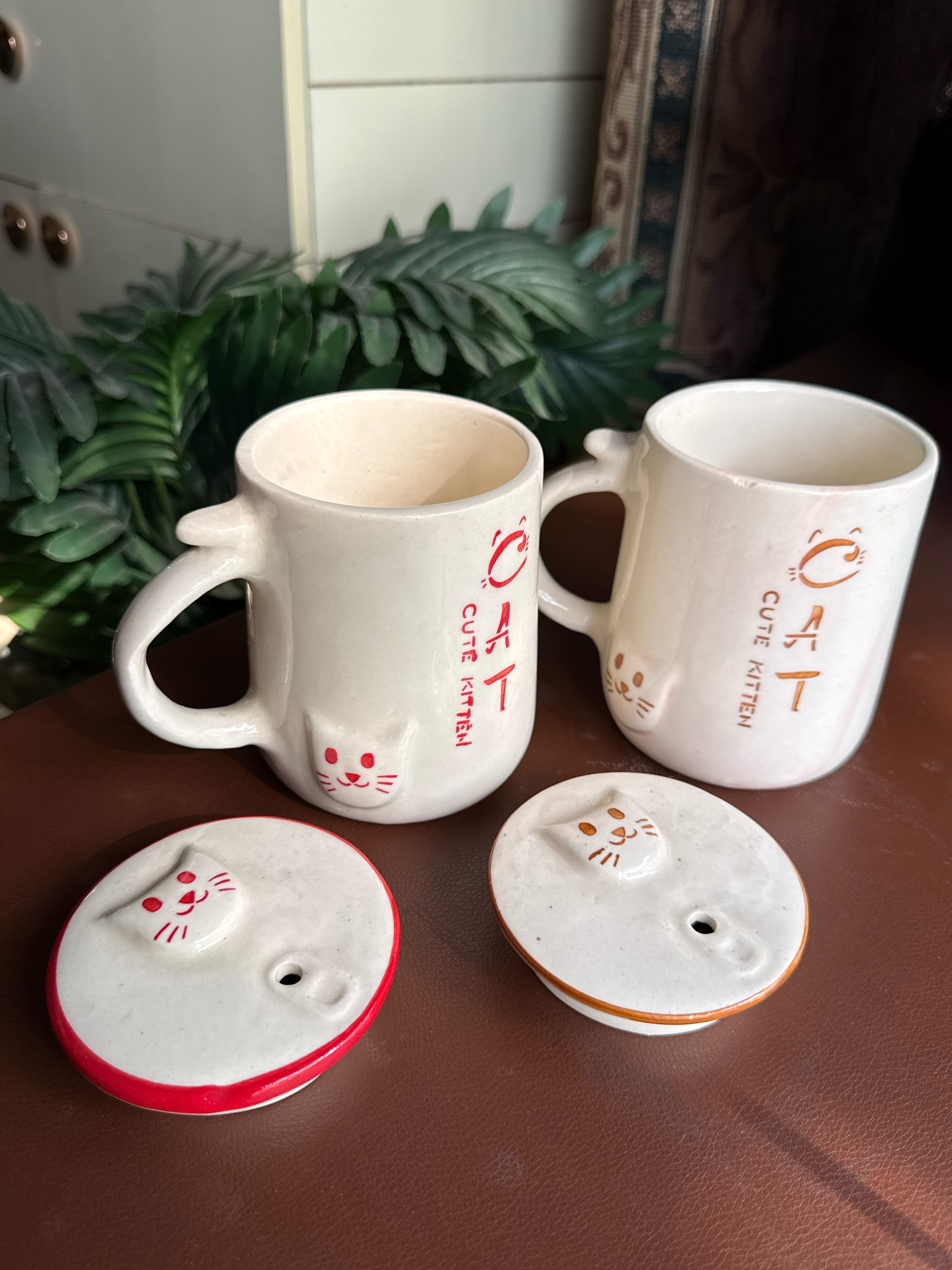 🐾 Cat Mug Duo | Combo of 2 Mugs with Lids