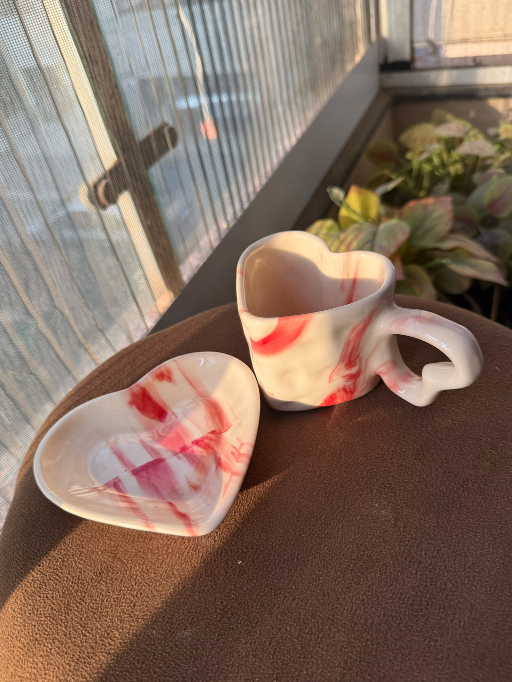 Mittiraa Home Marble Heart Mug and Saucer Set | Beautiful Set