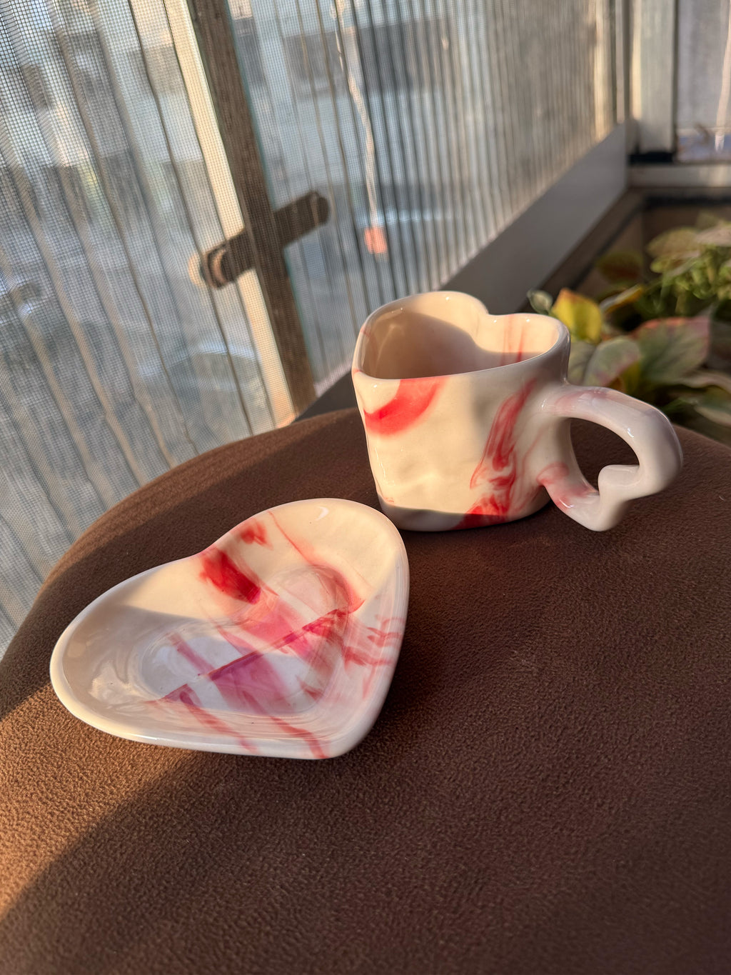 Mittiraa Home Marble Heart Mug and Saucer Set | Beautiful Set