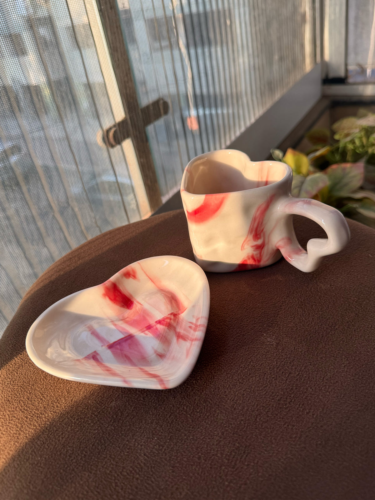 Mittiraa Home Marble Heart Mug and Saucer Set | Beautiful Set