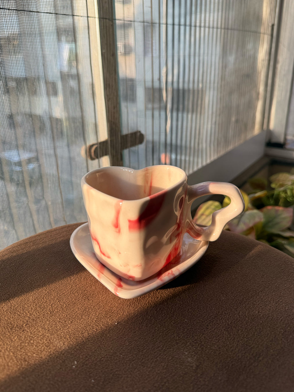 Mittiraa Home Marble Heart Mug and Saucer Set | Beautiful Set