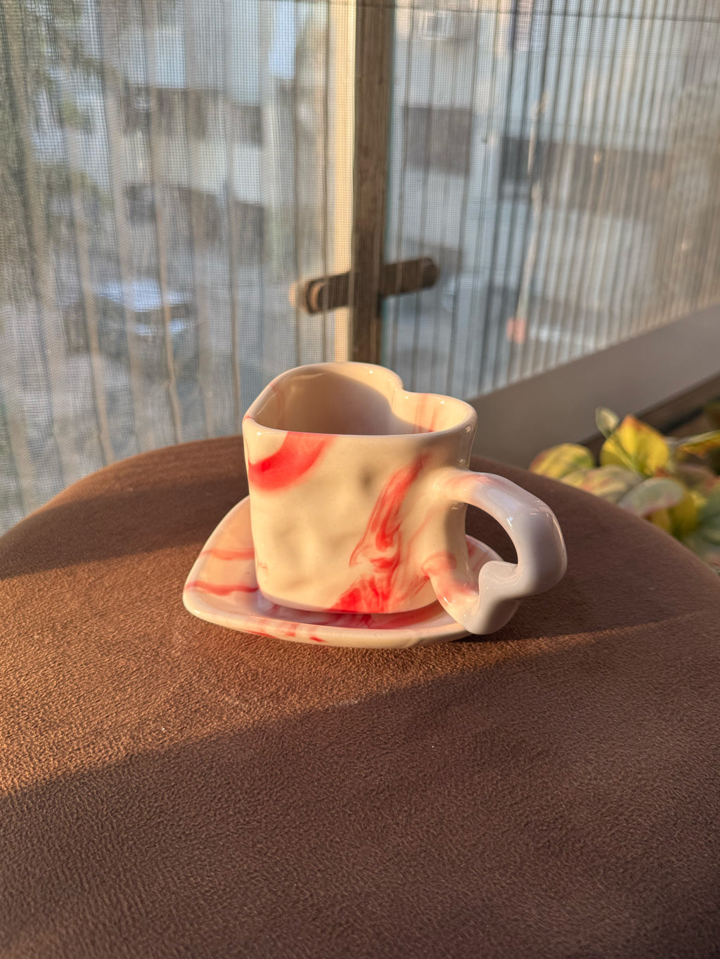 Mittiraa Home Marble Heart Mug and Saucer Set | Beautiful Set