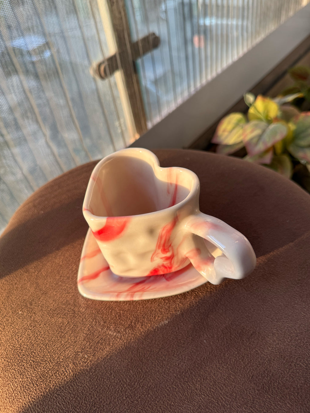Mittiraa Home Marble Heart Mug and Saucer Set | Beautiful Set
