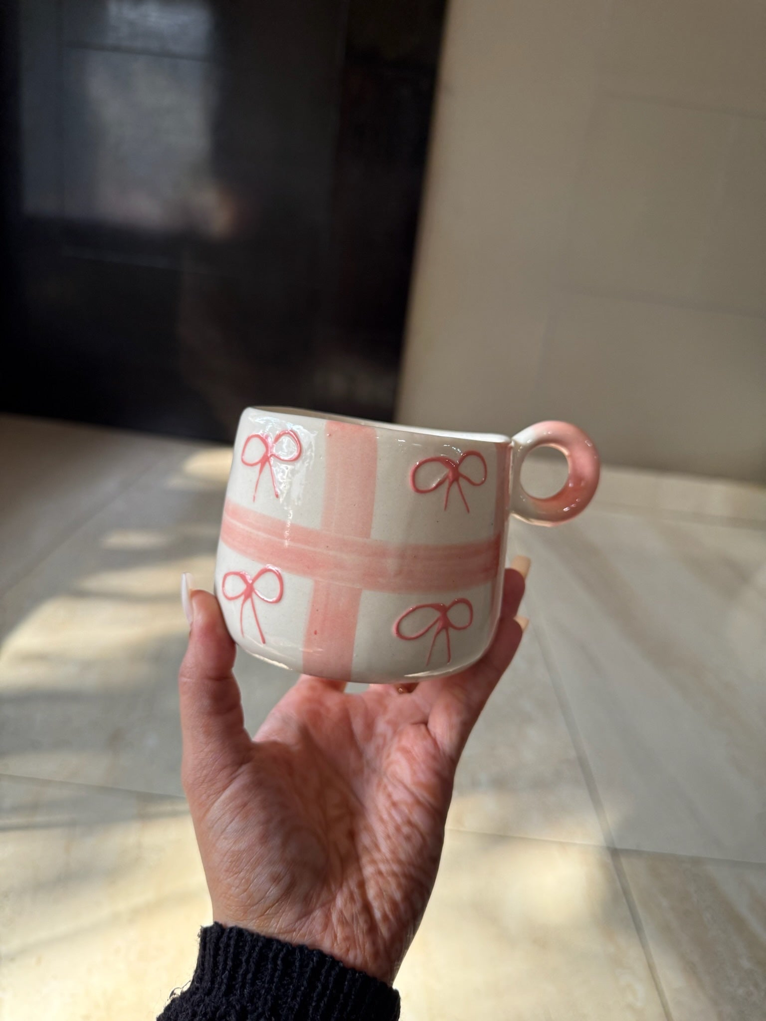 Pink Bows Checks Mug