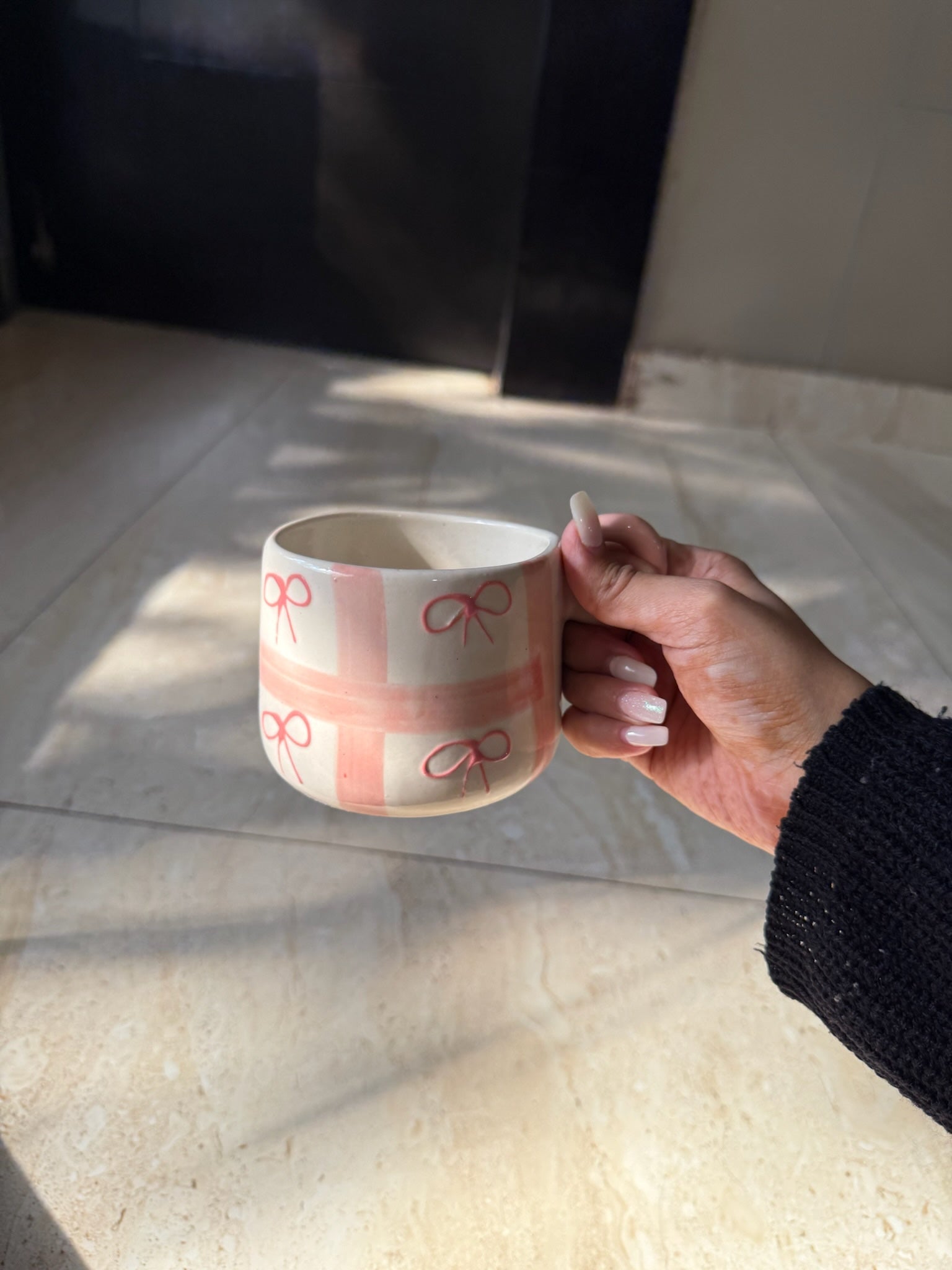 Pink Bows Checks Mug