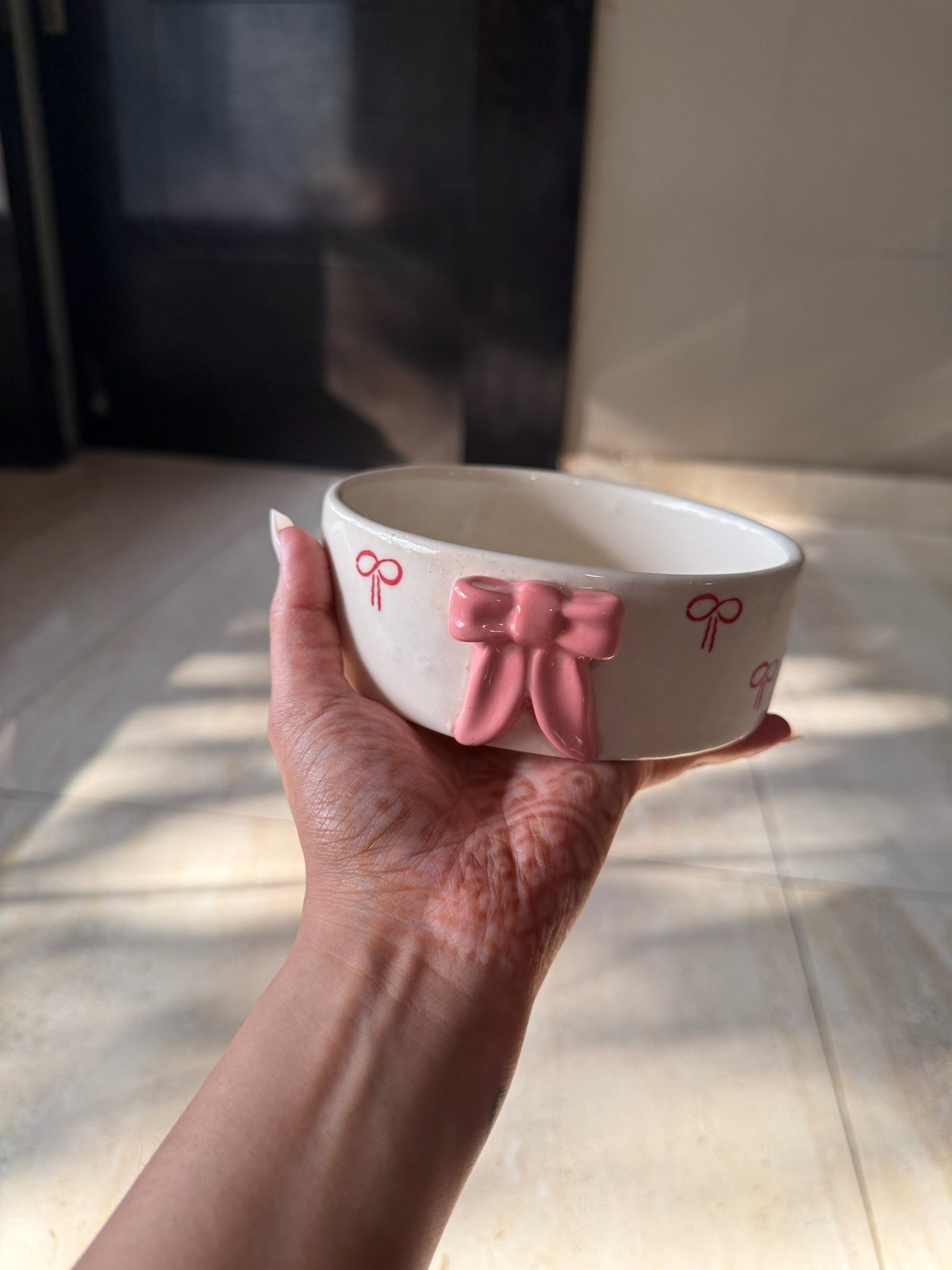 Pink Bows Breakfast Bowl