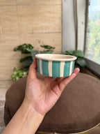 🌿 Teal Green Stripe Dessert Bowl