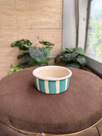 🌿 Teal Green Stripe Dessert Bowl