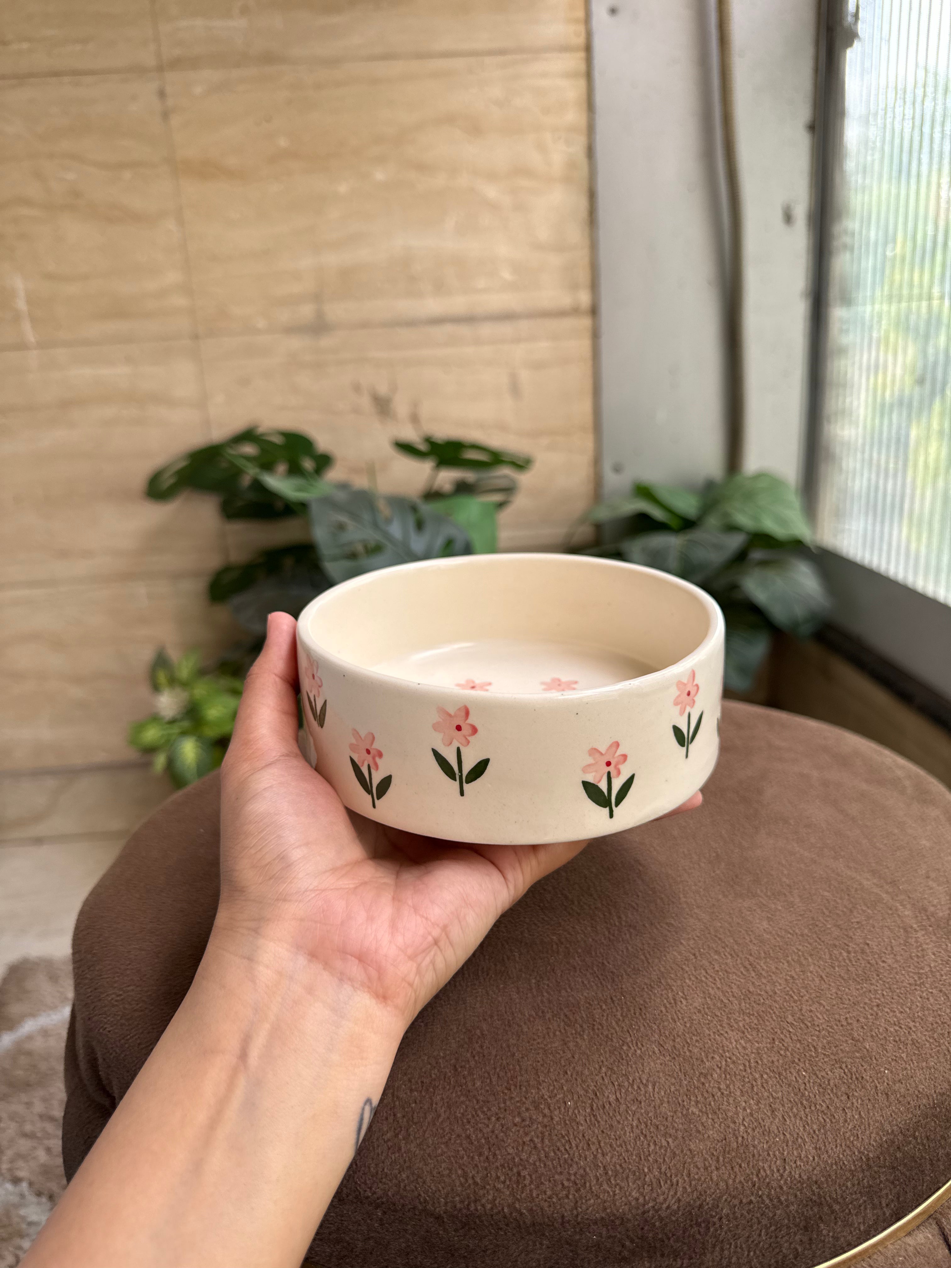 Pink Flower Breakfast Bowl | For Snacks, Noodles, Breakfast