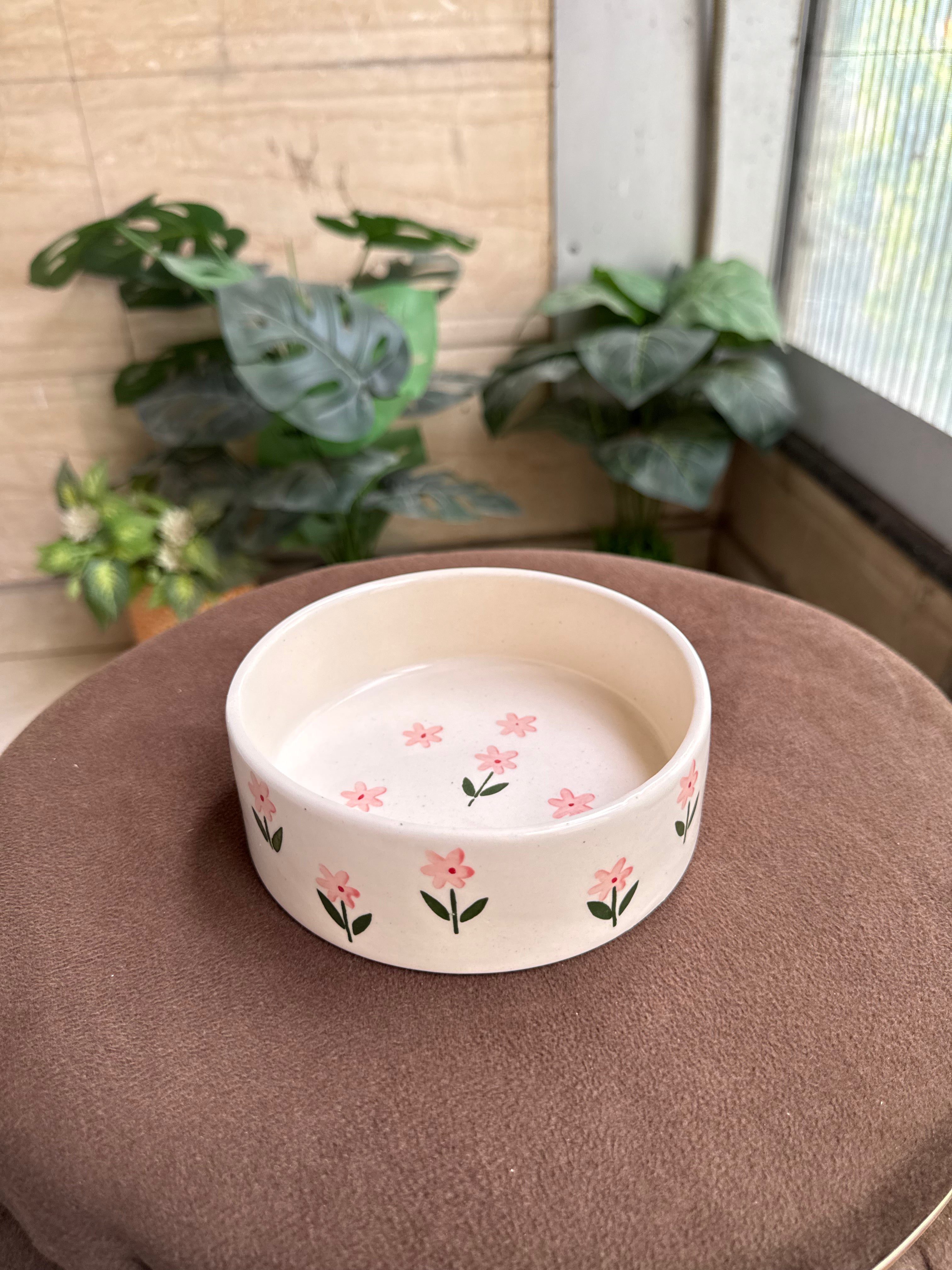 Pink Flower Breakfast Bowl | For Snacks, Noodles, Breakfast