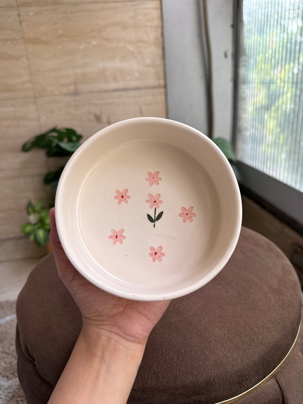 Pink Flower Breakfast Bowl | For Snacks, Noodles, Breakfast