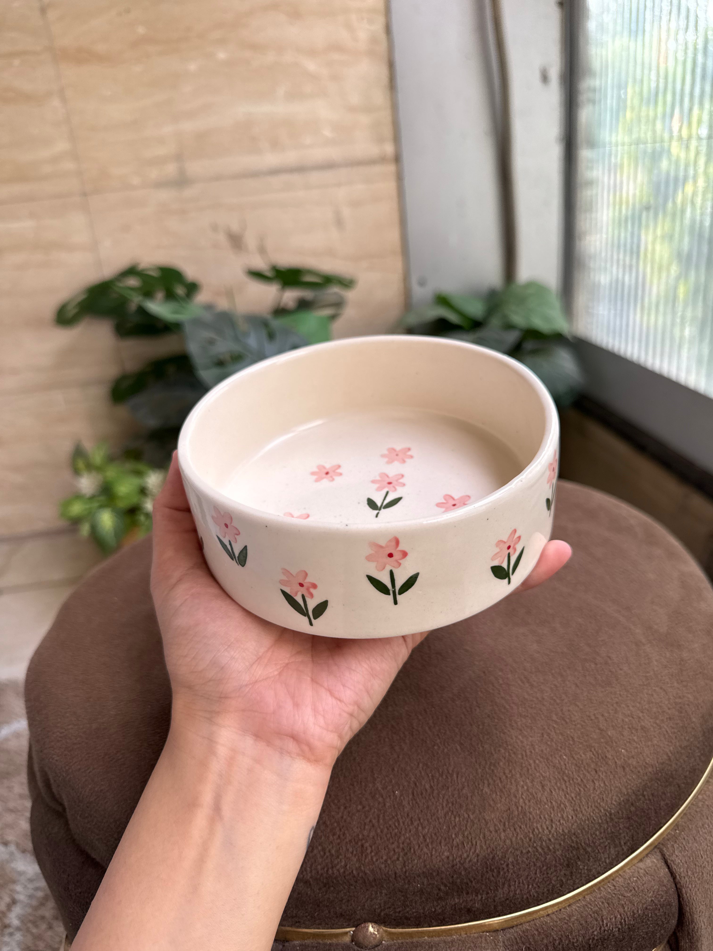 Pink Flower Breakfast Bowl | For Snacks, Noodles, Breakfast