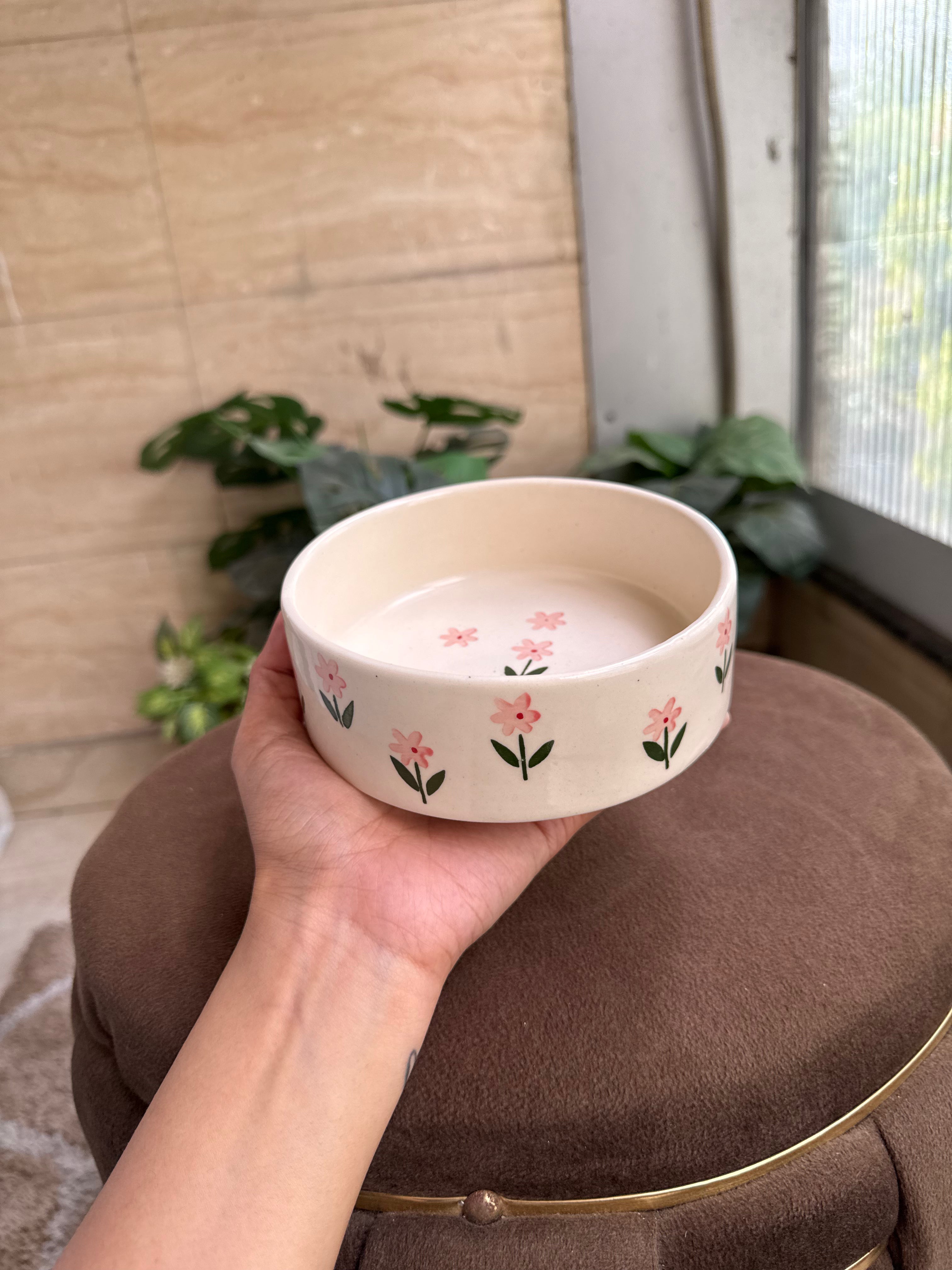 Pink Flower Breakfast Bowl | For Snacks, Noodles, Breakfast