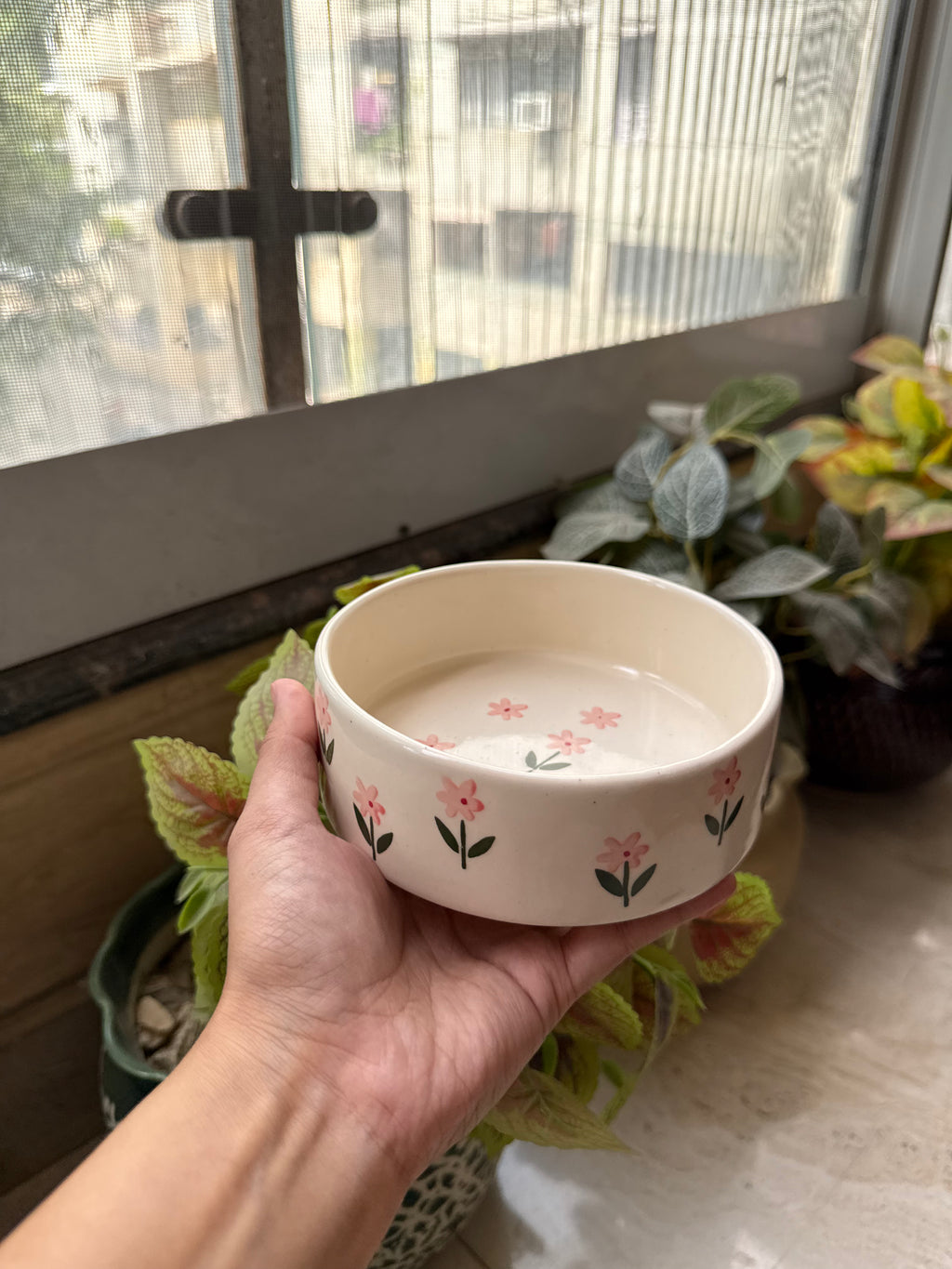 Pink Flower Breakfast Bowl | For Snacks, Noodles, Breakfast