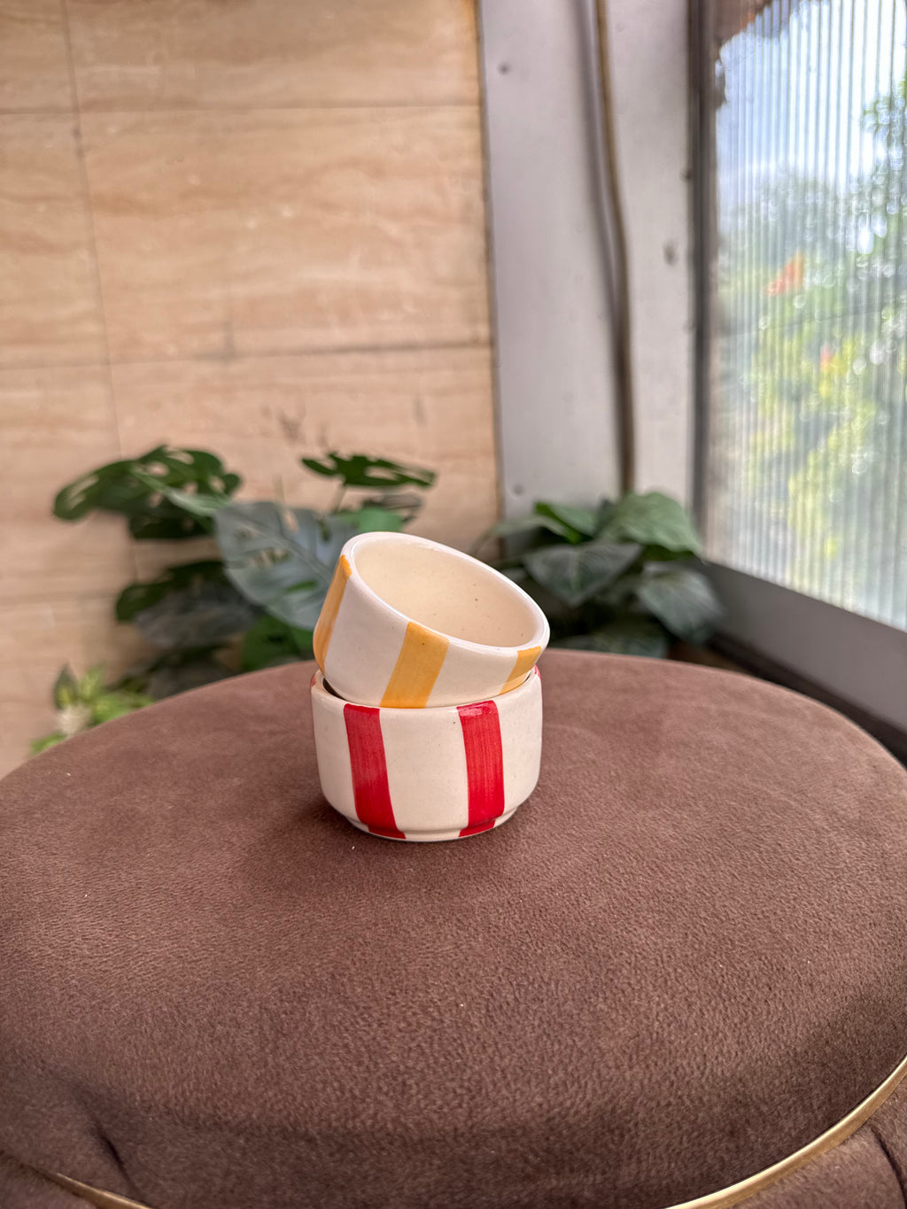 Ceramic Mini Bowls – Handcrafted Stripe Design (Set of 2)