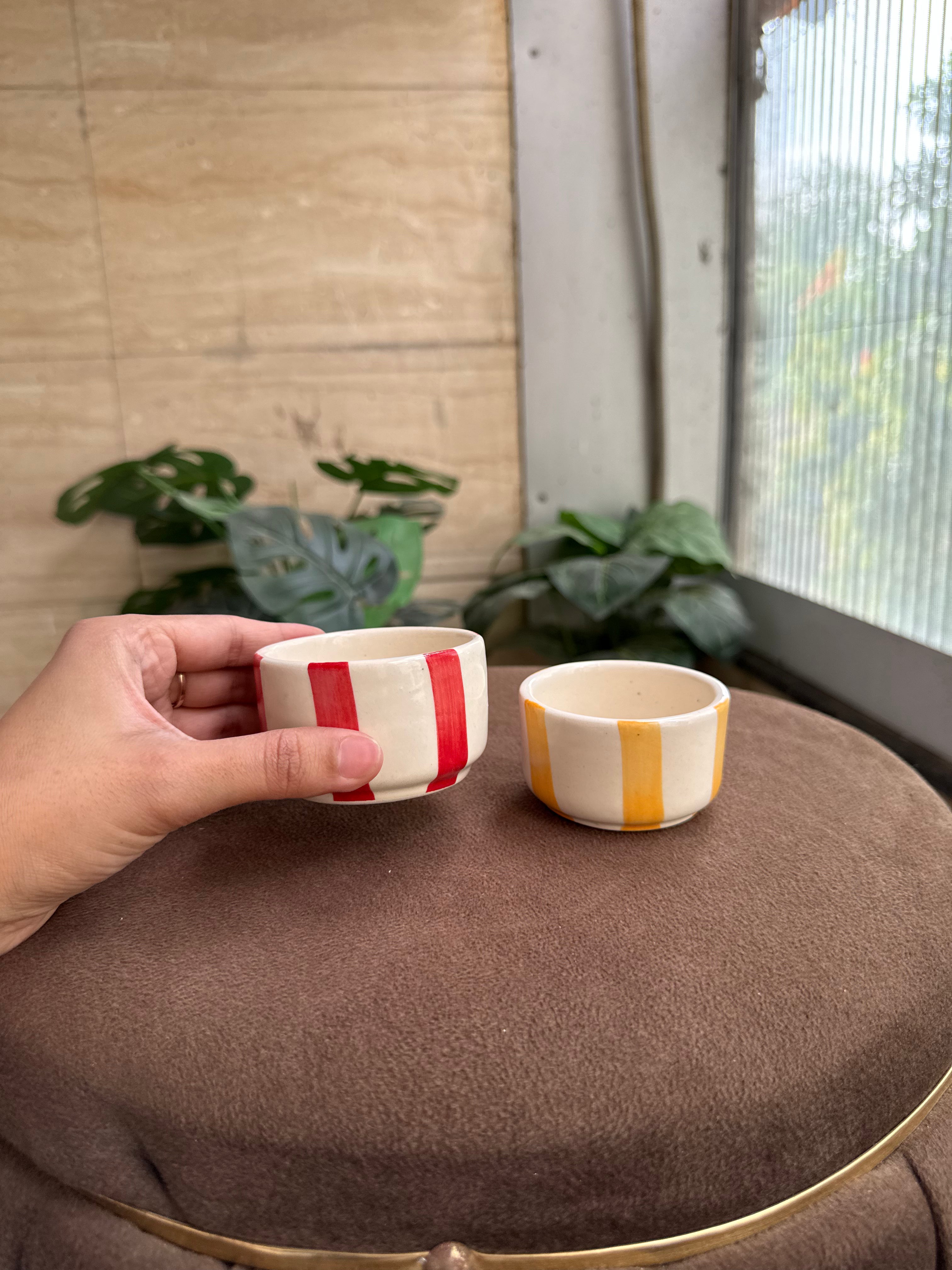 Ceramic Mini Bowls – Handcrafted Stripe Design (Set of 2)