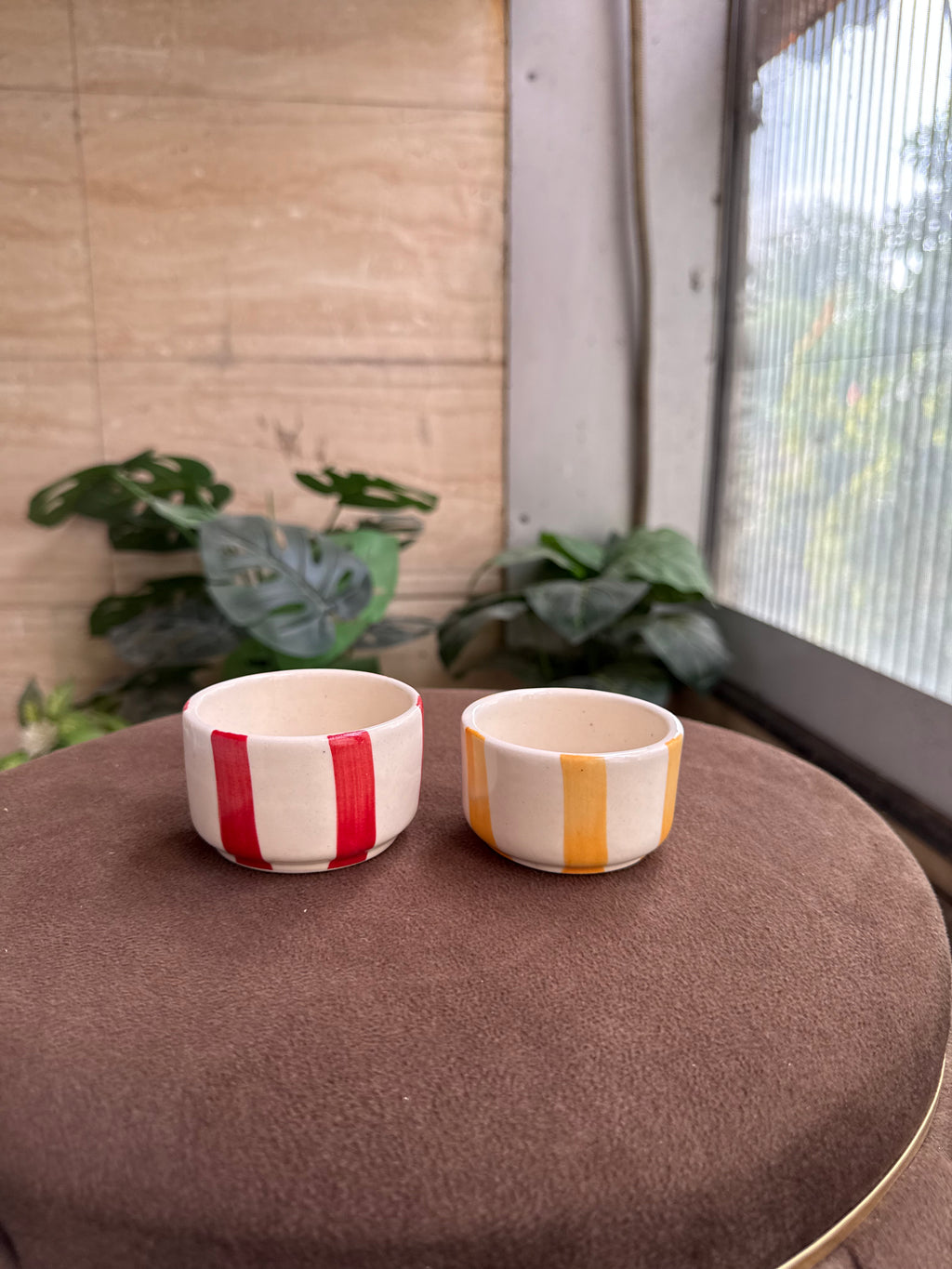 Ceramic Mini Bowls – Handcrafted Stripe Design (Set of 2)