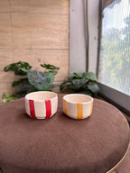 Ceramic Mini Bowls – Handcrafted Stripe Design (Set of 2)