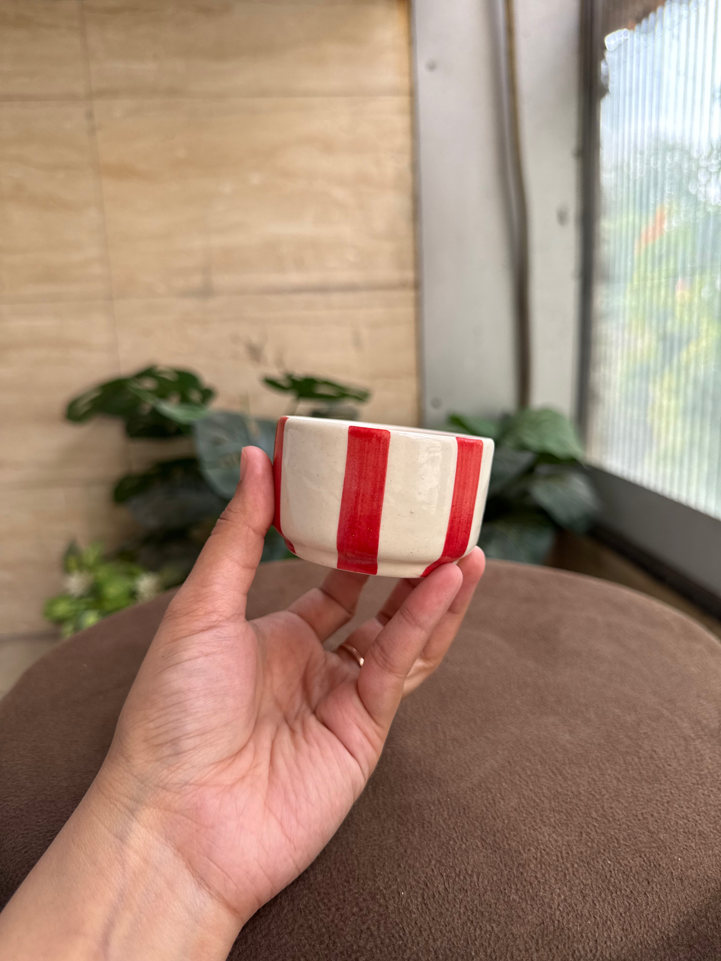 Ceramic Mini Bowls – Handcrafted Stripe Design (Set of 2)