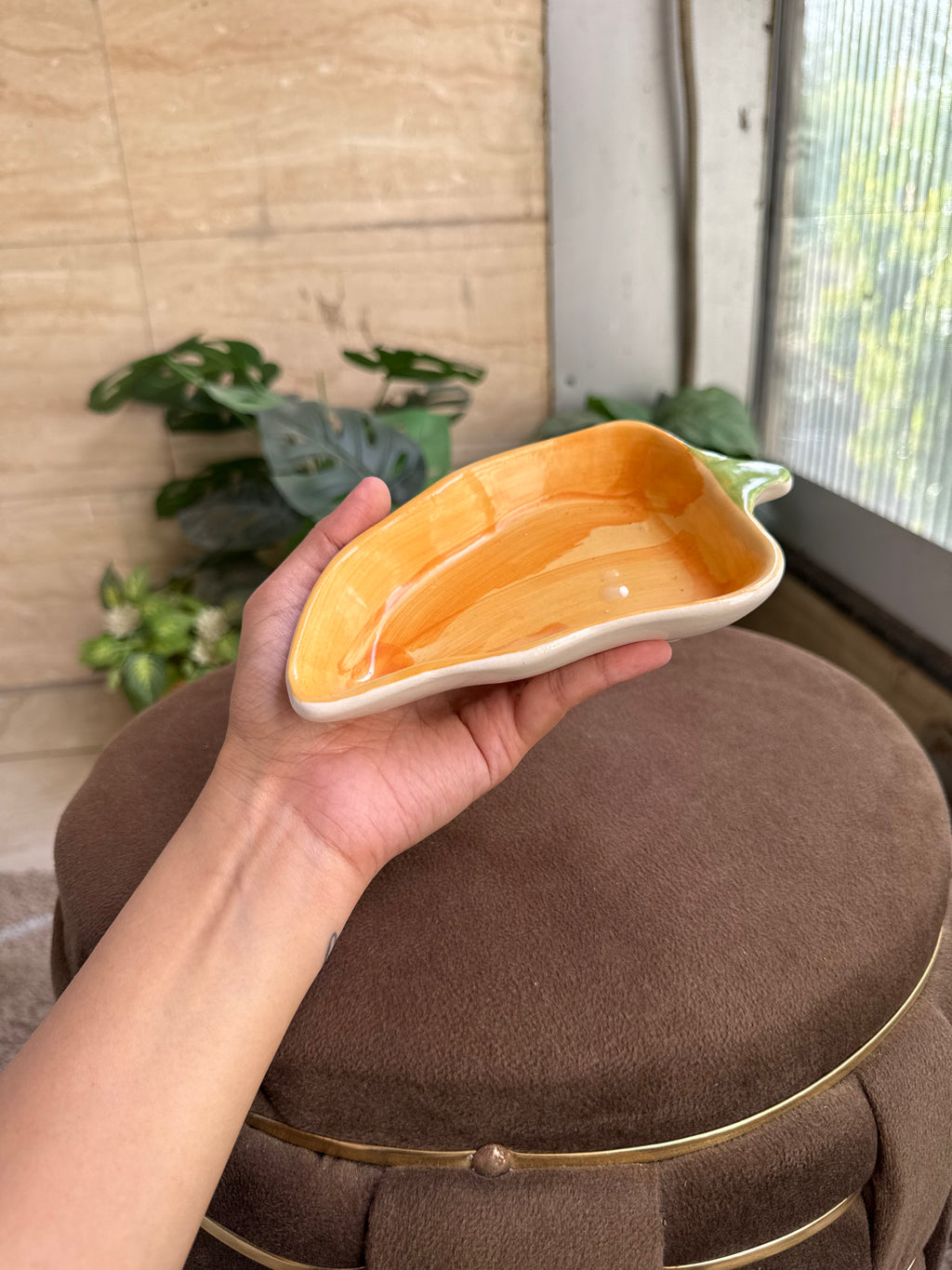 🧡 Yellow Chilli Shaped Plate