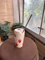 🍓 Strawberry Sipper Cup | Wid Lid + Steel Straw