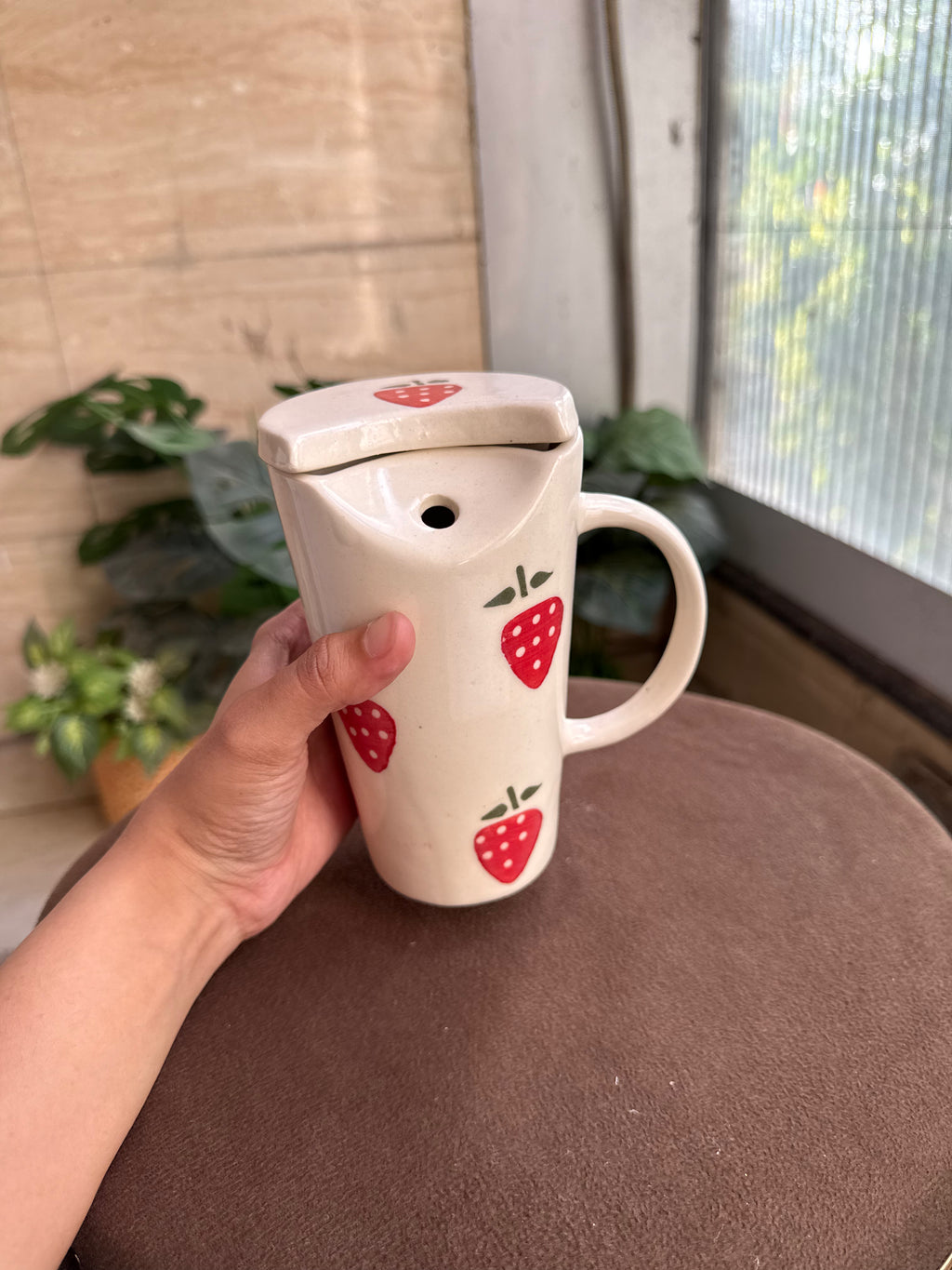 🍓 Strawberry Sipper Cup | Wid Lid + Steel Straw