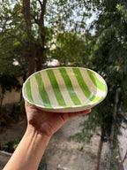 🍃 Lime Stripes Oval Bowl