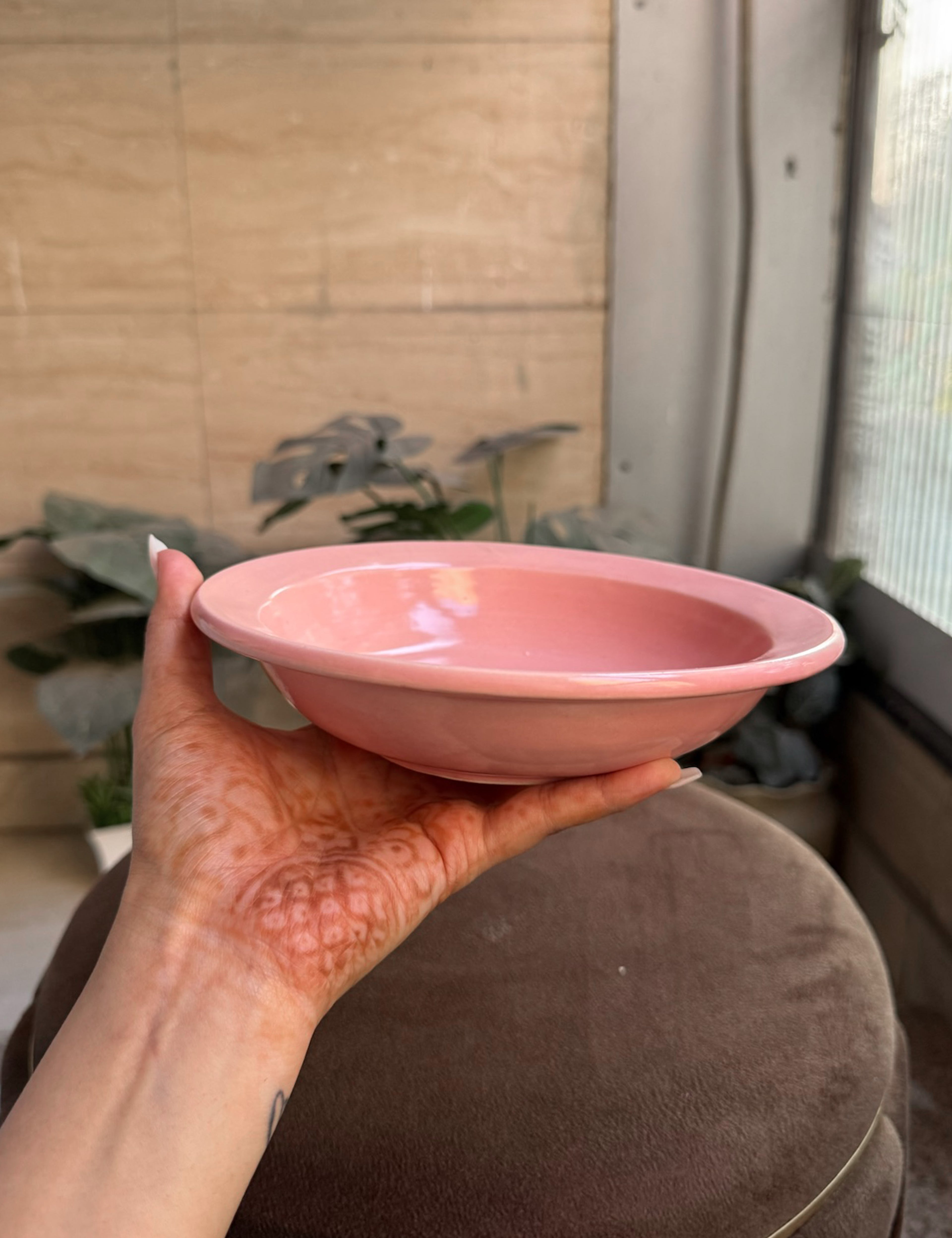 Pink Pasta Plate with White Heart