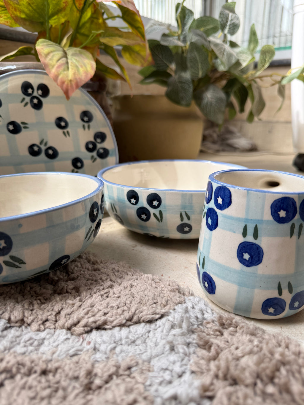 Blueberry Set (Mug + Plate + 2 Bowls)