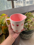 Mittiraa Home Heart & Flower Small Jug | For Serving Drinks, Brunch Tables, Gifting or Displaying Flowers