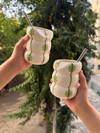 Mittiraa Home Lime Twist Ceramic Sipper with Steel Straw 🍋‍🟩