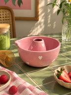 Pink Matcha Bowl with White hearts