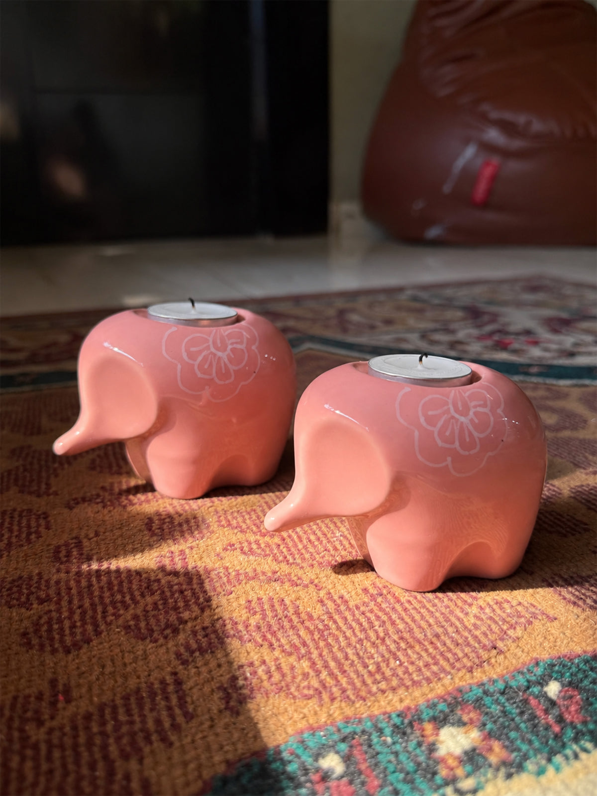 Mittiraa Home Pink Elephant Tealight Holder
