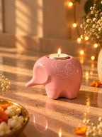 Mittiraa Home Pink Elephant Tealight Holder