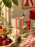 Mittiraa Home Red Striped Mug | Retro Striped Ceramic Mug
