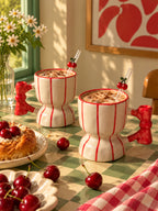 Mittiraa Home Red Striped Mug | Retro Striped Ceramic Mug