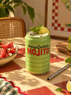 Mittiraa Home Mojito Ceramic Can | Beautiful Can Shaped Sipper + Steel Straw