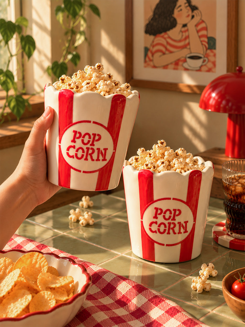 Mittiraa Home Popcorn Ceramic Snack Tub 🍿