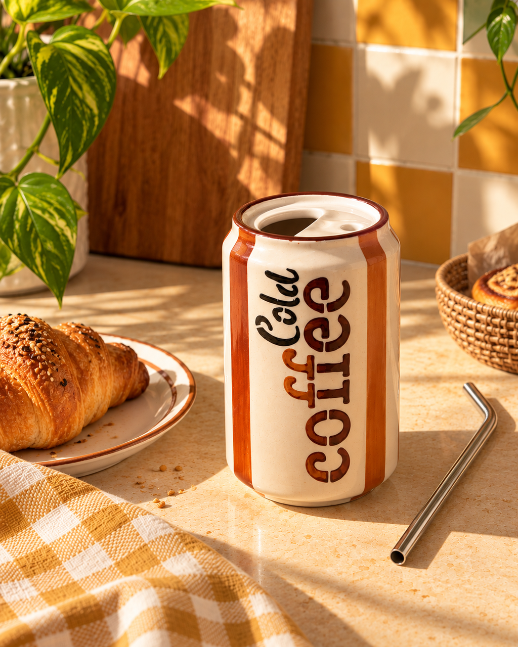 Mittiraa Home Cold Coffee Can Ceramic Tumbler ☕🤎