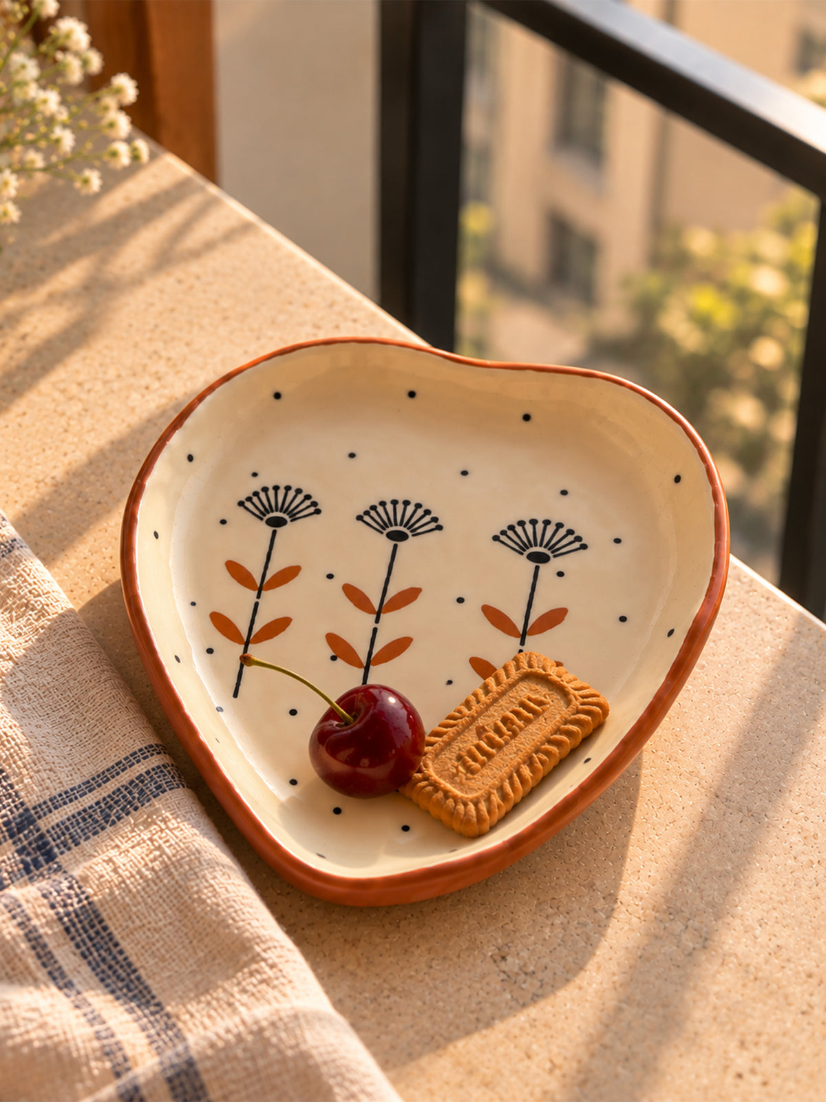 Mittiraa Home Floral Ceramic Small Serving Plate