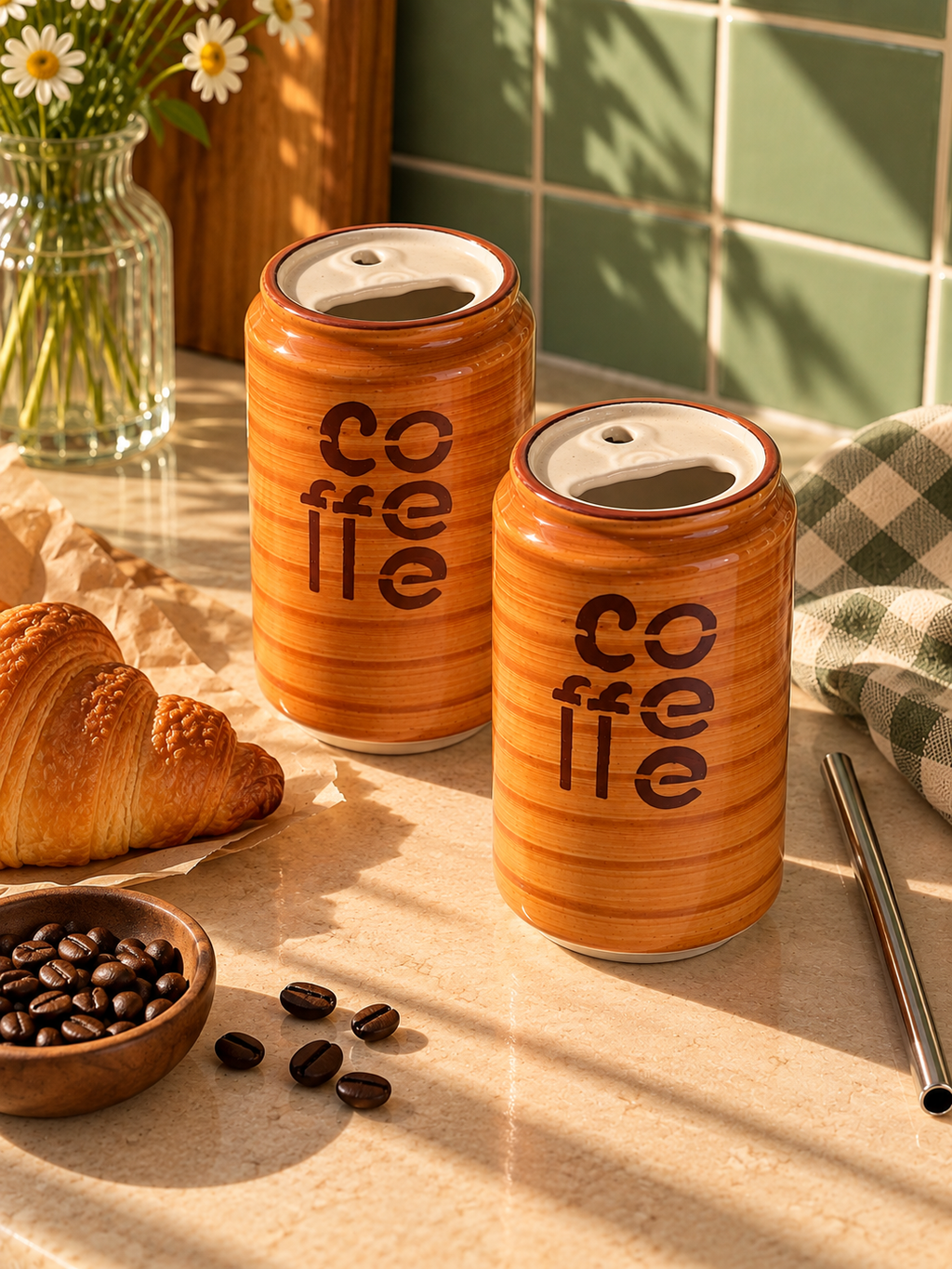 Mittiraa Home Coffee Can Brown Ceramic Tumbler ☕🤎