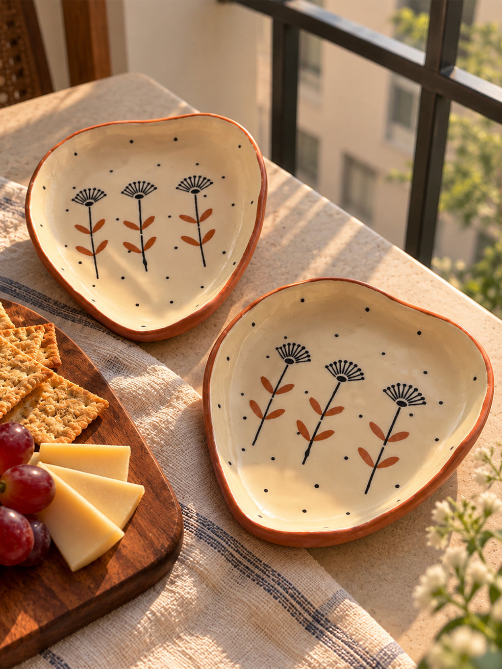 Mittiraa Home Floral Ceramic Small Serving Plate