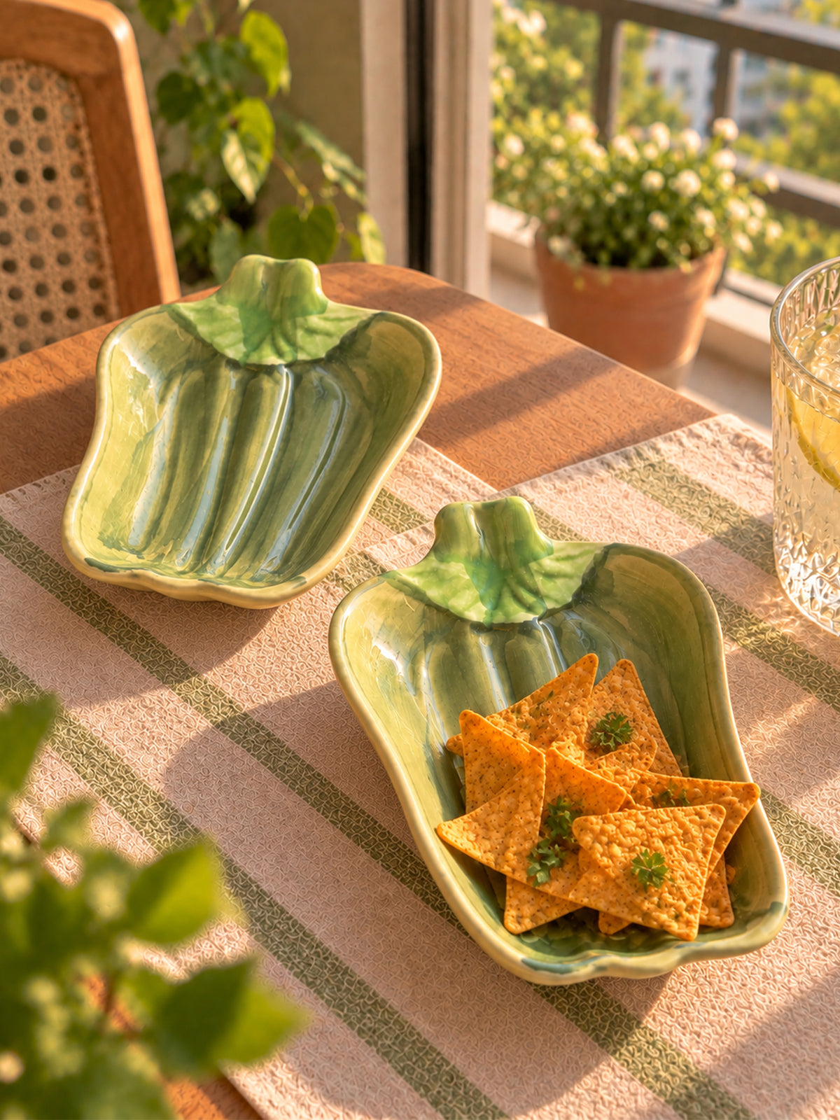 Mittiraa Home Green Capsicum Ceramic Plate