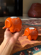Mittiraa Home Orange Elephant Tealight Holder🪔
