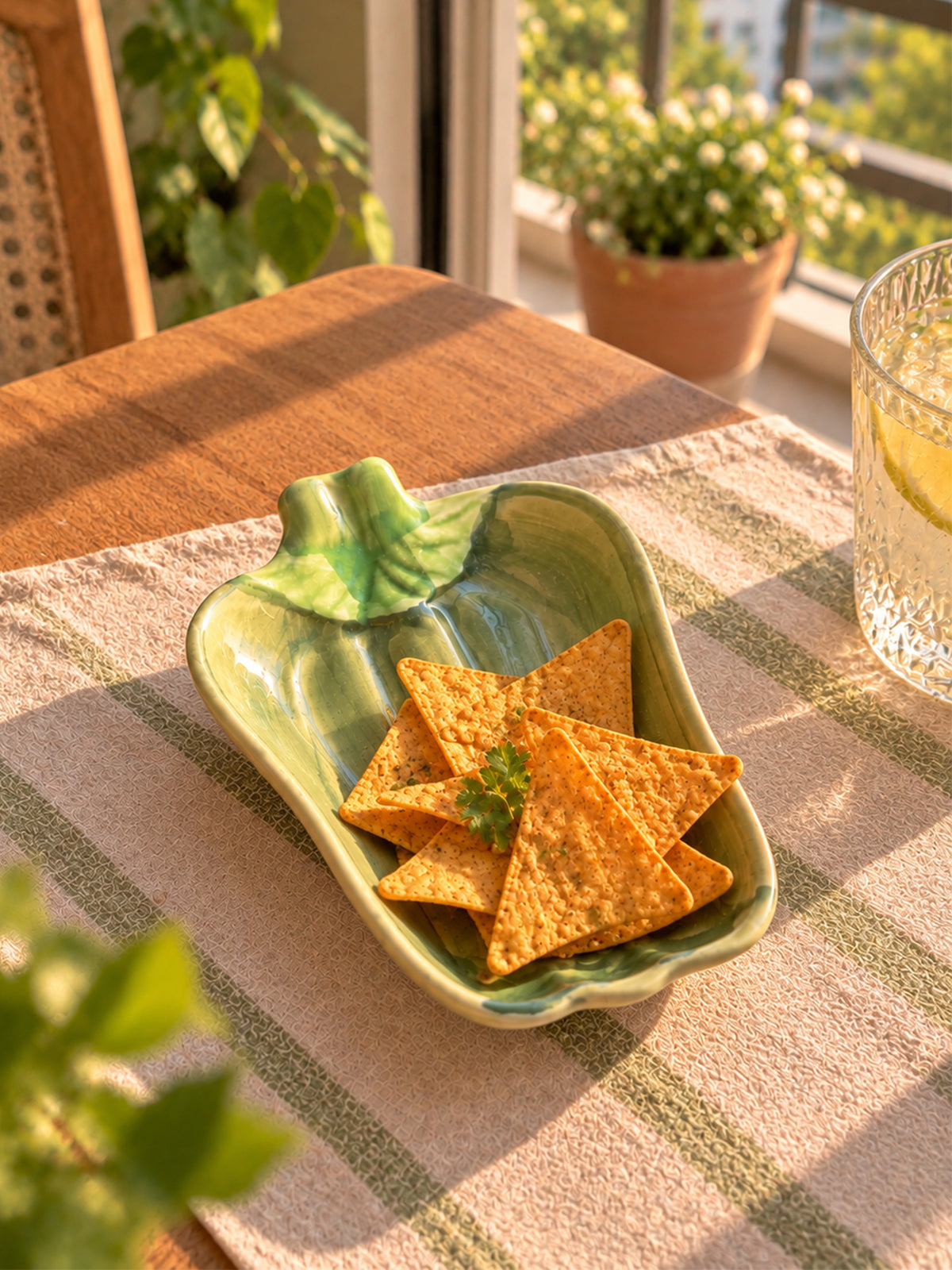 Mittiraa Home Green Capsicum Ceramic Plate
