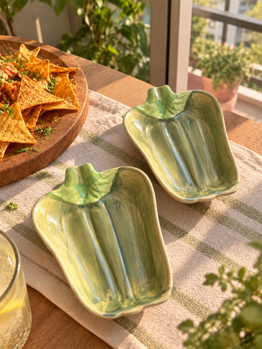 Mittiraa Home Green Capsicum Ceramic Plate