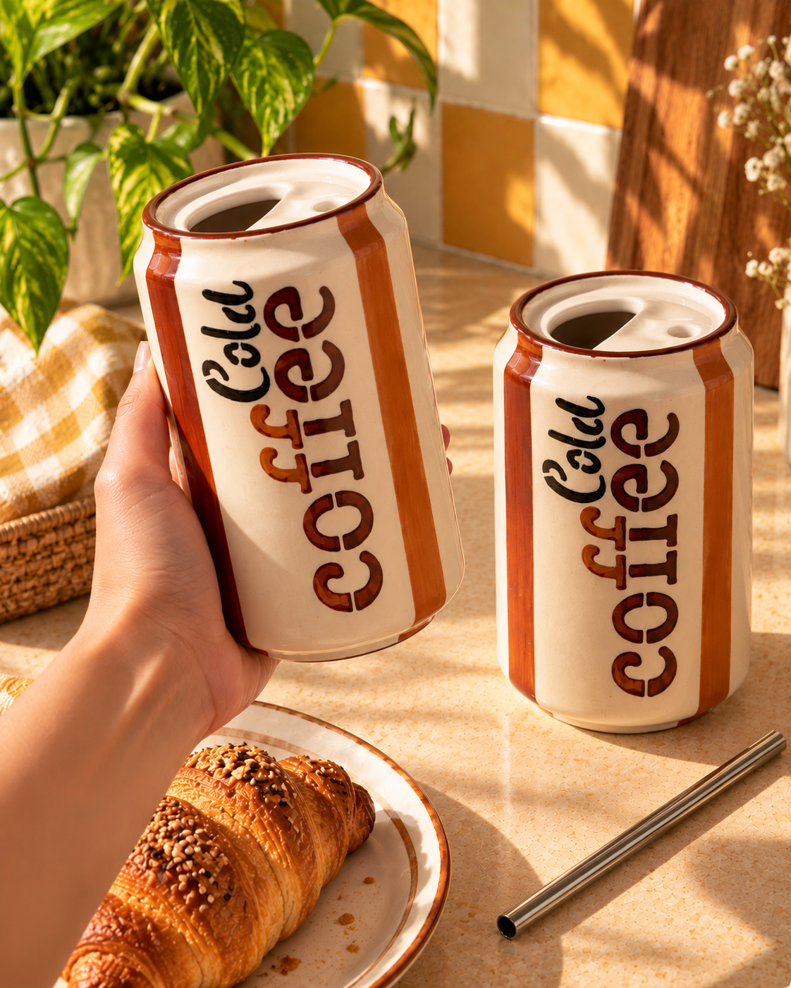 Mittiraa Home Cold Coffee Can Ceramic Tumbler ☕🤎